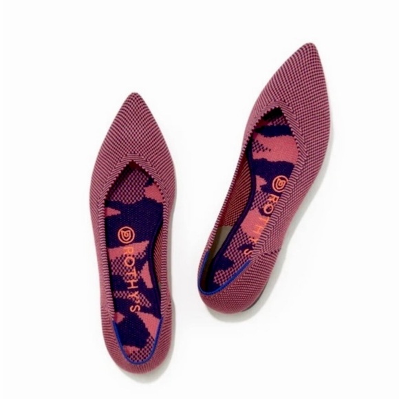 Rothy's Shoes - Retired Rothy’s “The Point” Rose Double Stitch Size 10 pink blue stripe camo